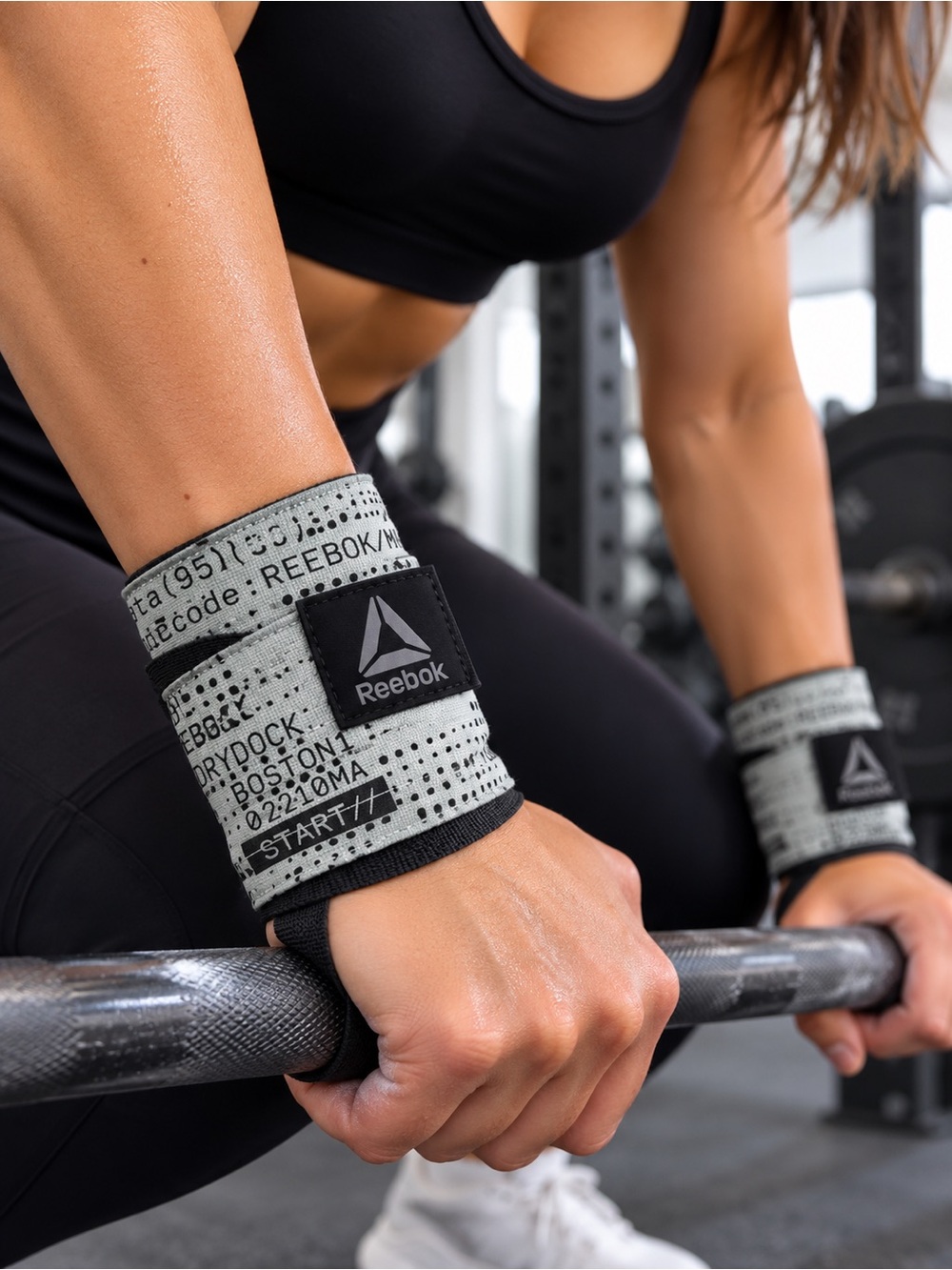 Reebok CrossFit Gray blue and Black Wrist Wraps with Logo